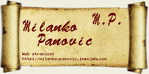 Milanko Panović vizit kartica
